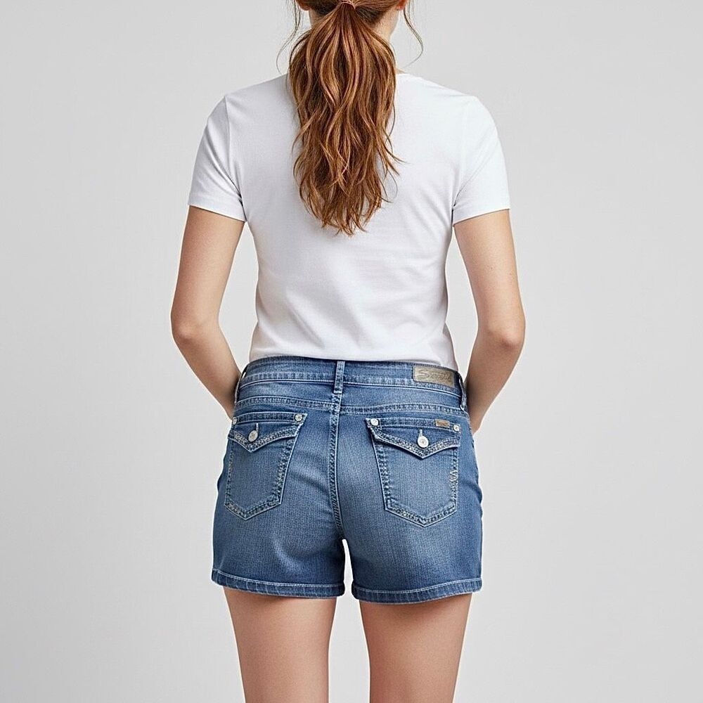 Seven7βEmbroidered Flap Pocket Denim Shorts Sz 14